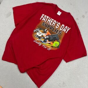 Gildan‎ Red Father's Day Supplies Daddy Fix It Graphic T Shirt 2XL Novelty Gift